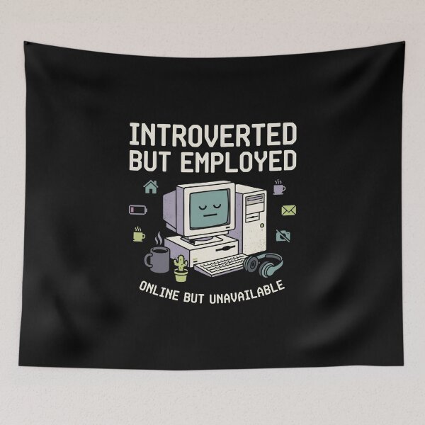 Item preview, Introverted But Employed Retro Desktop Computer Home Office Graphic designed and sold by Fenay Designs.