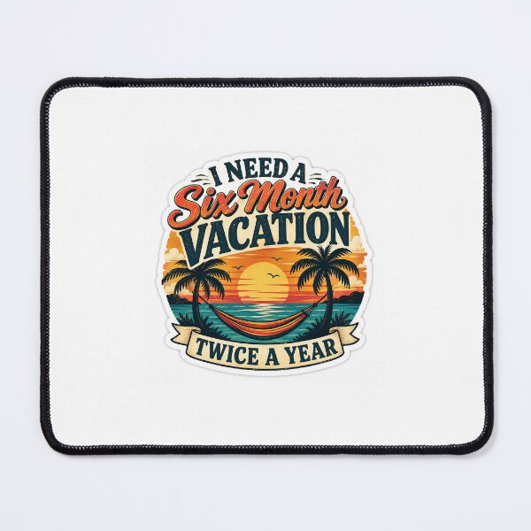 Item preview, I Need a Six Month Vacation Twice a Year Sticker | Funny Travel Quote Retro Sunset Palm Trees Vintage Vacation Sticker designed and sold by joanwatson45.