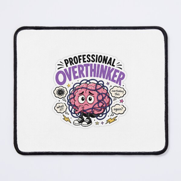 Item preview, Professional Overthinker Sticker | Funny Brain Cartoon Sticker with Knots | Anxiety Humor & Relatable Quote Sticker designed and sold by joanwatson45.