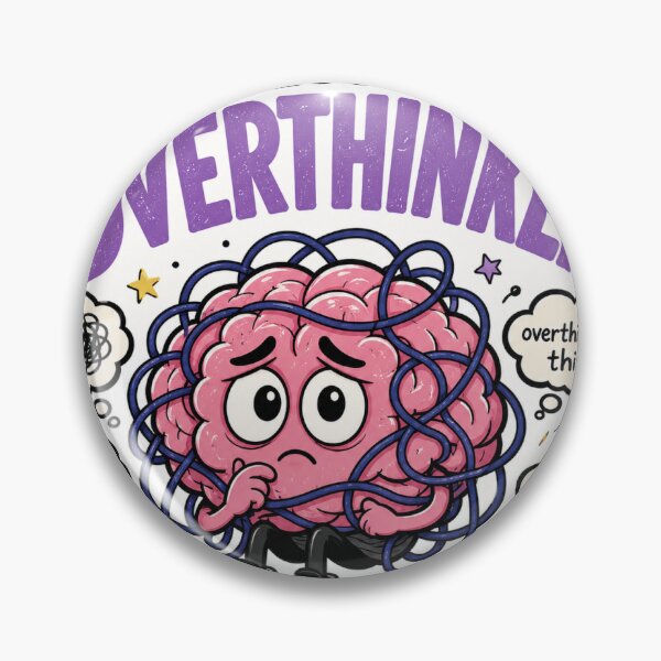Item preview, Professional Overthinker Sticker | Funny Brain Cartoon Sticker with Knots | Anxiety Humor & Relatable Quote Sticker designed and sold by joanwatson45.