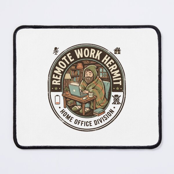 Item preview, Remote Work Hermit Home Office Division Cozy Badge Graphic designed and sold by Fenay Designs.