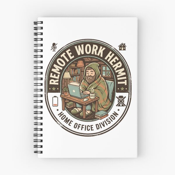 Item preview, Remote Work Hermit Home Office Division Cozy Badge Graphic designed and sold by Fenay Designs.