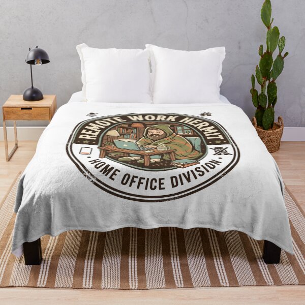 Artikelvorschau, Gemütliche Badge-Grafik für Remote Work Hermit Home Office Division entworfen und verkauft von Fenay Designs.