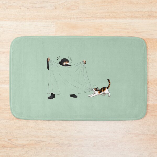 Item preview, Ninja vs Calico Cat – Sheet Pulling Showdown | Funny Japanese Anime Cat Art Print | TSUKIYO-NEKO designed and sold by Aguri-tei.