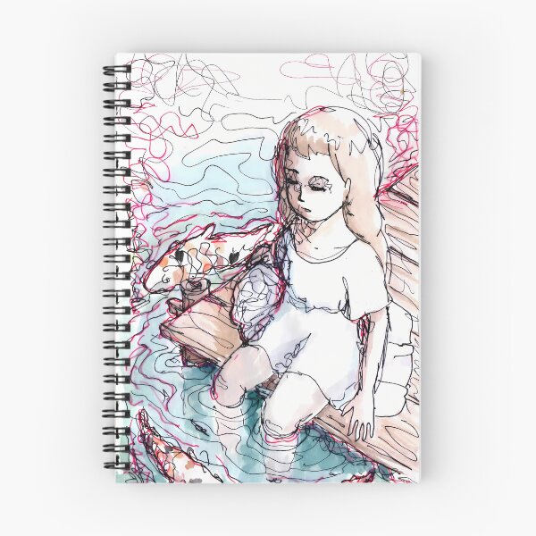 Item preview, Melancholy Sketchbook Girl and Koi Fish designed and sold by Dropleader.