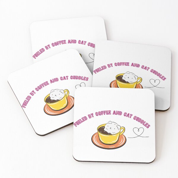 Item preview, Fueled by Coffee and Cat Cuddles Aesthetic Cute Sticker designed and sold by MyArtDream.