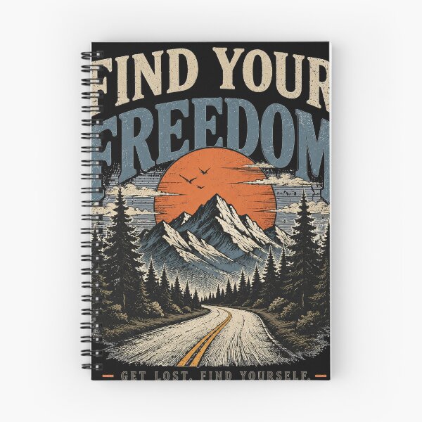 Item preview, Find Your Freedom Mountain Adventure T-Shirt | Vintage Wilderness Sunset Road Graphic designed and sold by NBT-NOVA.