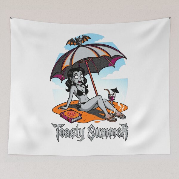 Item preview, Toasty Summer Vampire Beach Funny Sunburned Goth Girl Sunbathing designed and sold by SkTee2k.