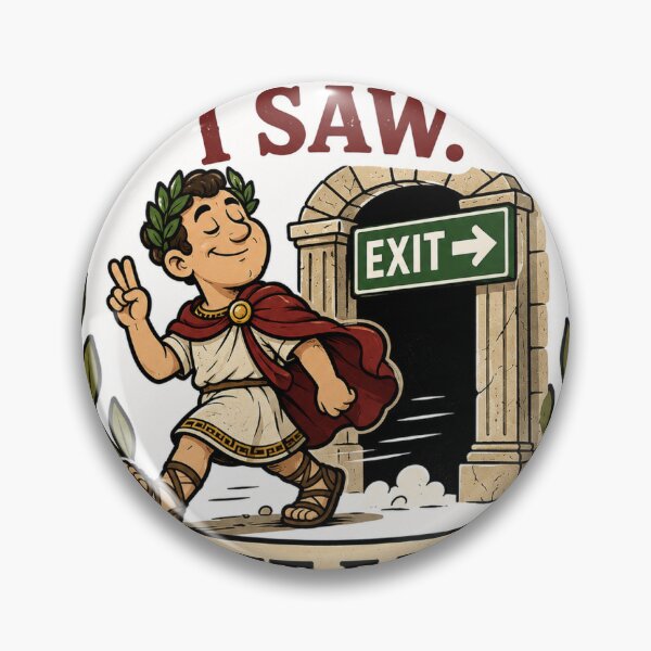 Item preview, I Came I Saw I Left Early Sticker | Funny Roman Quote Sticker with Laurel & Exit Sign | Introvert Humor designed and sold by joanwatson45.