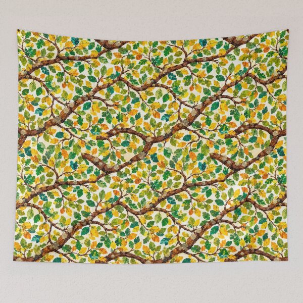 Item preview, Autumn Tree Branch Collage Pattern | Seamless Woodland Leaves Repeat in Children’s Book Style  designed and sold by SWSandraWechner.
