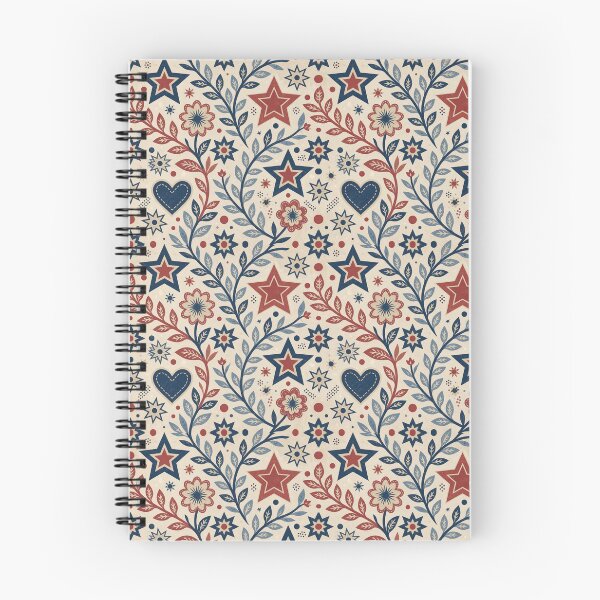 Item preview, Patriotic Folk Art Pattern with Stars and Florals designed and sold by Pioneer Spirit Market.