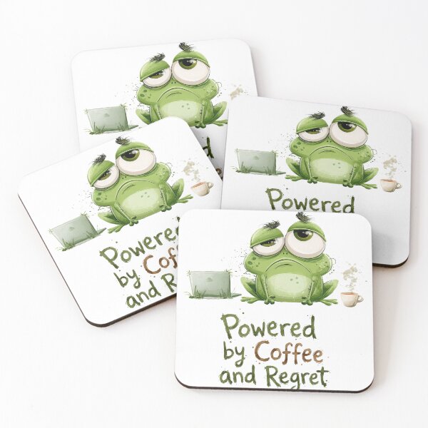 Item preview, Powered by Coffee and Regret Tired Frog Humor designed and sold by VikArt7.