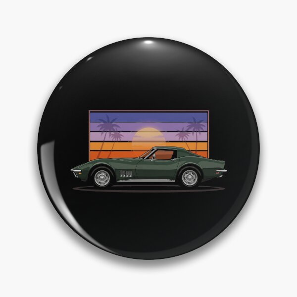 Item preview, C3 Stingray Side Profile Retro Sunset Green Classic Muscle Car designed and sold by Off-Road-Zone.