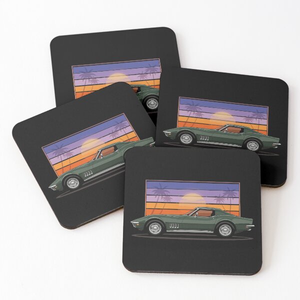 Item preview, C3 Stingray Side Profile Retro Sunset Green Classic Muscle Car designed and sold by Off-Road-Zone.