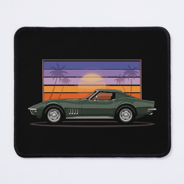 Item preview, C3 Stingray Side Profile Retro Sunset Green Classic Muscle Car designed and sold by Off-Road-Zone.
