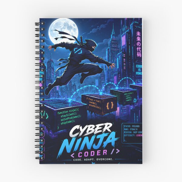 Item preview, CYBER NINJA CODER – Moonlit Code Platform Adventure in a Futuristic Cyber City Skyline designed and sold by PenchalaPrabhas.