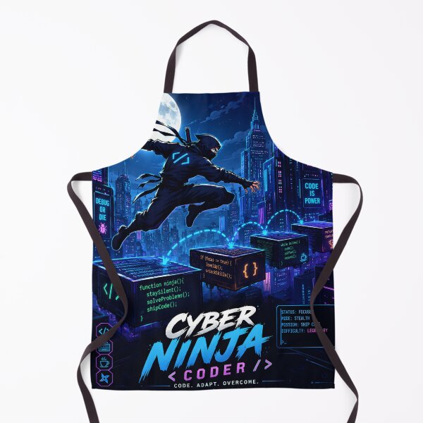 Item preview, CYBER NINJA CODER – Moonlit Code Platform Adventure in a Futuristic Cyber City Skyline designed and sold by PenchalaPrabhas.
