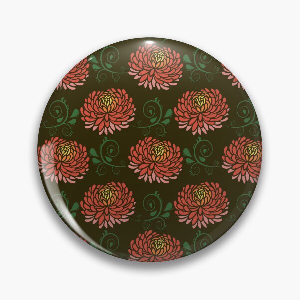 Item preview, Red Chrysanthemum Japanese Floral Pattern Dark Botanical designed and sold by Zaya_art.