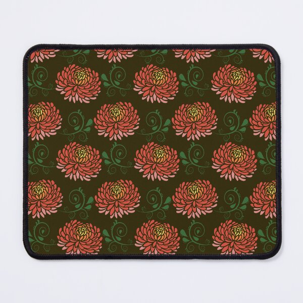 Item preview, Red Chrysanthemum Japanese Floral Pattern Dark Botanical designed and sold by Zaya_art.