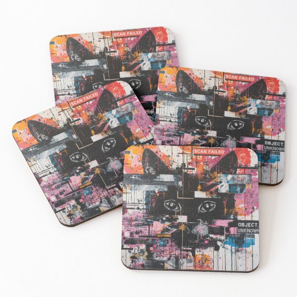 Item preview, Adversarial Glitch Cat Abstract Art - Cyberpunk Face Recognition Error designed and sold by The Prompted Soul.
