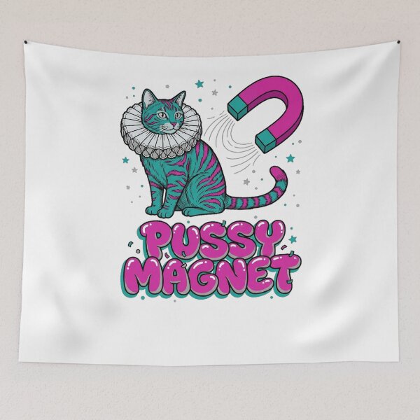 Item preview, Pussy Magnet Funny Cat Adult Humor Magnet Innuendo for Cat Lovers designed and sold by SkTee2k.
