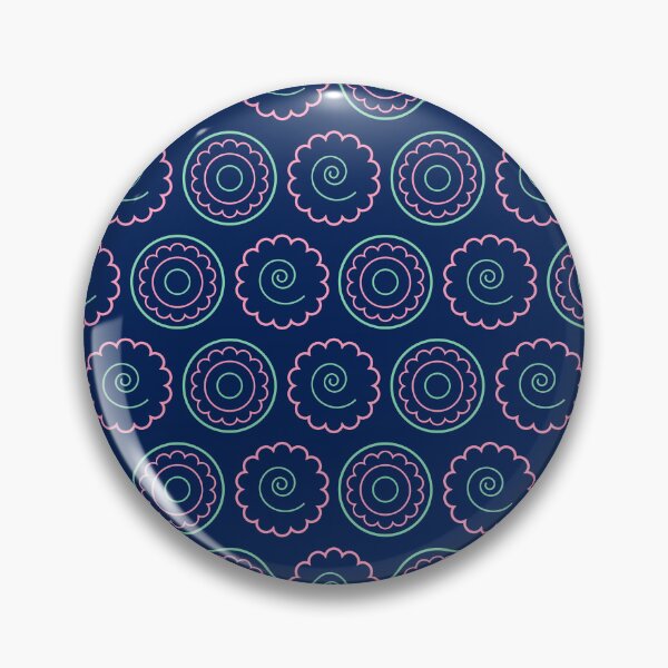 Item preview, Navy Blue Floral Circle Spiral Pattern designed and sold by Zaya_art.