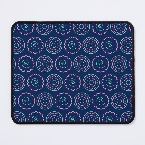 Item preview, Navy Blue Floral Circle Spiral Pattern designed and sold by Zaya_art.