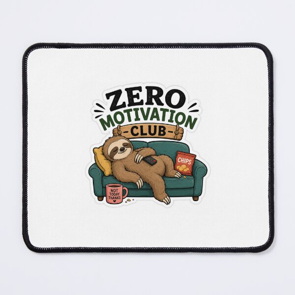 Item preview, Zero Motivation Club Sticker | Funny Sloth Sticker with Snacks on Couch | Lazy Humor Sticker designed and sold by joanwatson45.