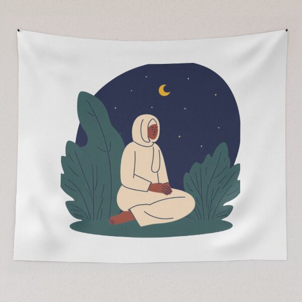 Item preview, Hijab Girl Meditating Under The Moonlight designed and sold by A-pdo.