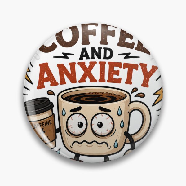 Item preview, Powered by Coffee and Anxiety Sticker | Funny Coffee Cup Sticker with Lightning Bolts & Nervous Eyes designed and sold by joanwatson45.