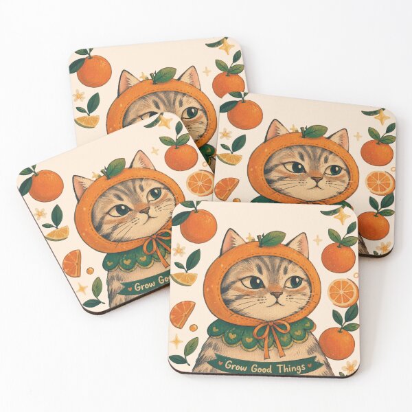 Item preview,  Cute Orange Cat Aesthetic – Citrus Kitty Illustration designed and sold by Mavie Bloom.
