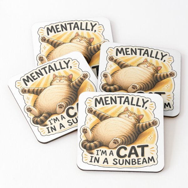 Item preview, Mentally, I'm a Cat in a Sunbeam Funny Lazy Cat Illustration designed and sold by Shabrinox.