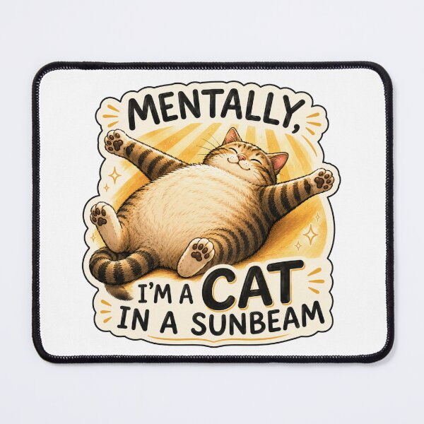 Item preview, Mentally, I'm a Cat in a Sunbeam Funny Lazy Cat Illustration designed and sold by Shabrinox.