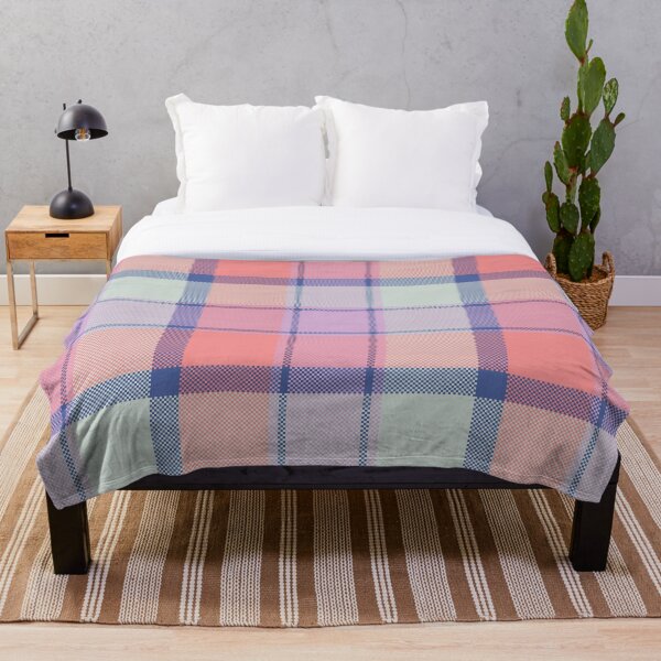 Item preview, Soft Peach and Lavender Plaid Fabric Pattern designed and sold by PowerAntShop.