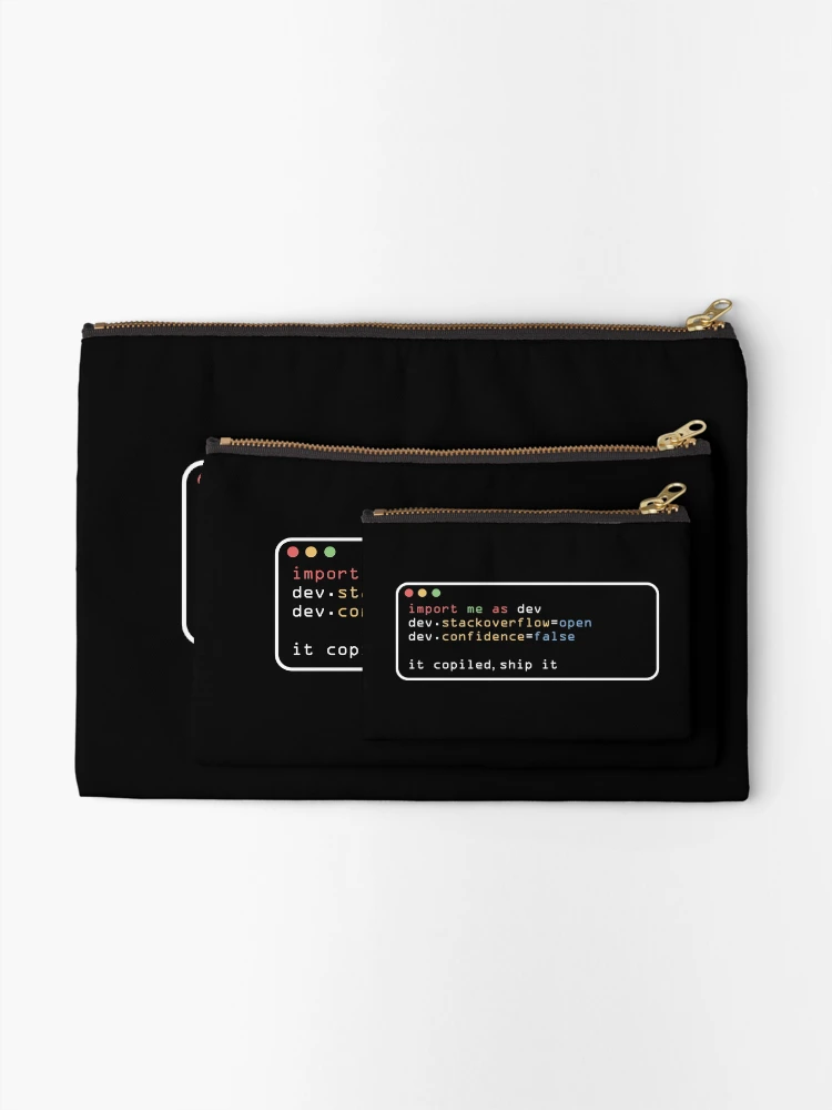 Thumbnail 2 of 4, Zipper Pouch, Developer Stack Overflow Confidence False - Terminal Design Programmer Compiled Code designed and sold by charlypicazo.