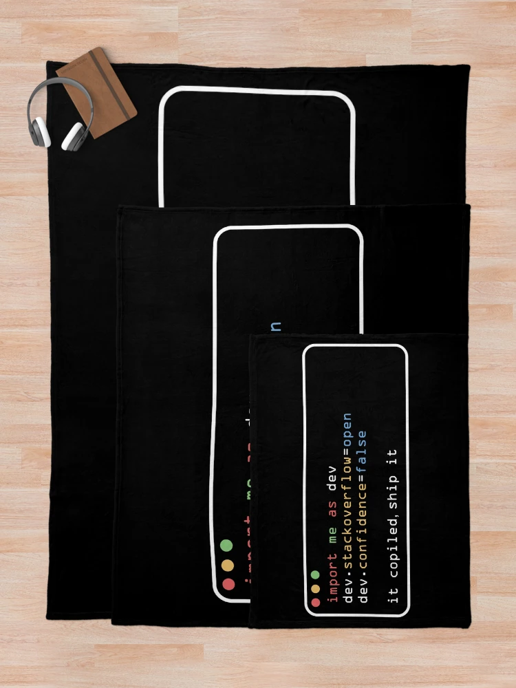 Thumbnail 5 of 6, Throw Blanket, Developer Stack Overflow Confidence False - Terminal Design Programmer Compiled Code designed and sold by charlypicazo.