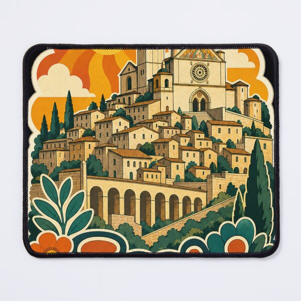 Item preview, Assisi Italy Travel Souvenir - Retro Illustration designed and sold by VisualArtsOasis.