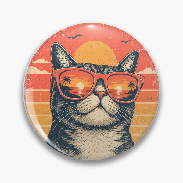 Item preview, Retro Sunset Cat with Sunglasses – Vintage Cool Cat Design designed and sold by slikar.