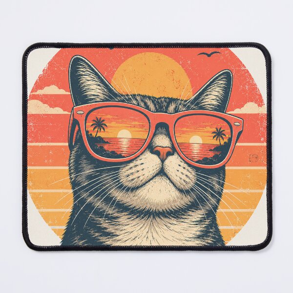 Item preview, Retro Sunset Cat with Sunglasses – Vintage Cool Cat Design designed and sold by slikar.