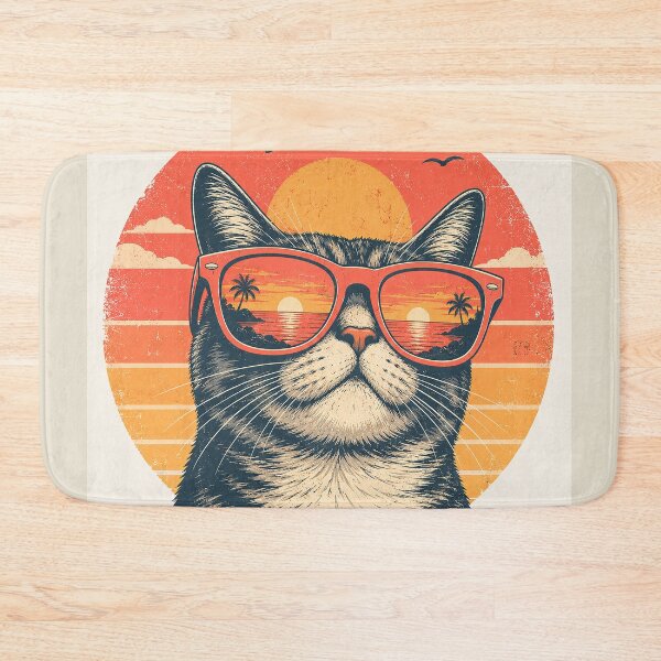 Item preview, Retro Sunset Cat with Sunglasses – Vintage Cool Cat Design designed and sold by slikar.