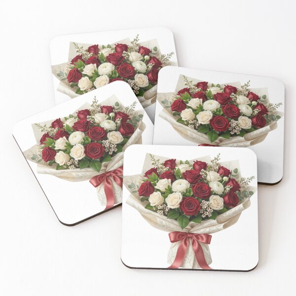 Item preview, Elegant Red and White Rose Bouquet designed and sold by krujoArt.