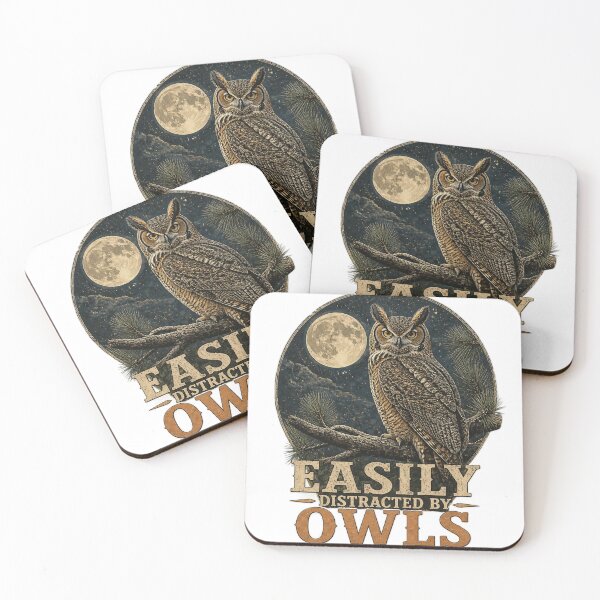Item preview, Easily Distracted By Owls – Vintage Owl Watcher T-Shirt designed and sold by MJ-by-Dharan.