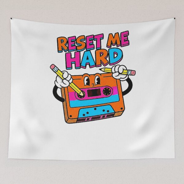 Item preview, Reset Me Hard Funny Retro Cassette Tape 80s Innuendo Adult Humor  designed and sold by SkTee2k.