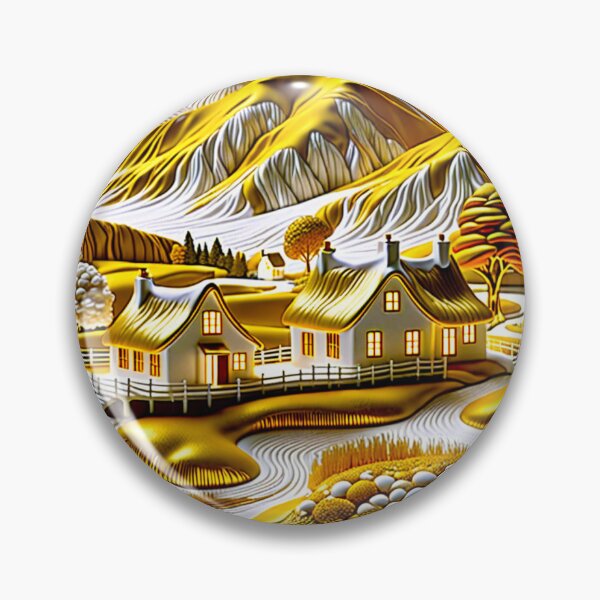 Item preview, Golden Mountain Village – Imagination Valley Scenic Art designed and sold by vivid wall art photo.