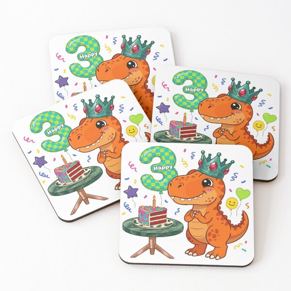 Item preview, Three REX orange dino 3rd birthday boy/girl gift dino lover designed and sold by Tronstell.