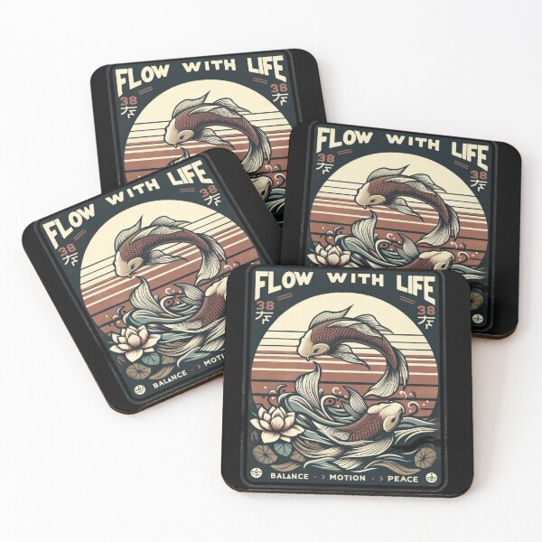 Item preview, Flow with life - Japanese koi fish designed and sold by TeeBlooms.