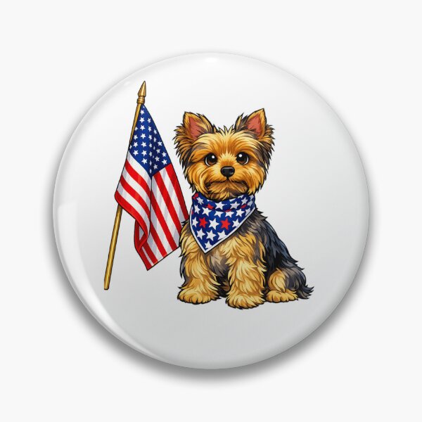 Item preview, Patriotic Yorkie Cartoon – Cute American Flag Dog Illustration designed and sold by AMIR PRO .