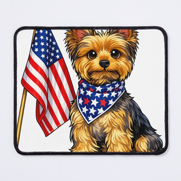 Item preview, Patriotic Yorkie Cartoon – Cute American Flag Dog Illustration designed and sold by AMIR PRO .