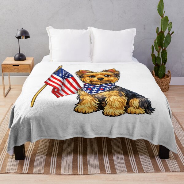 Item preview, Patriotic Yorkie Cartoon – Cute American Flag Dog Illustration designed and sold by AMIR PRO .