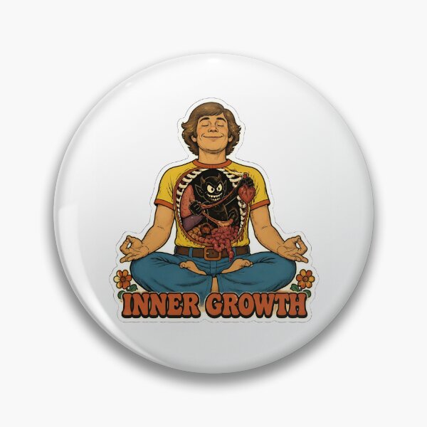 Item preview, Inner Growth Funny Meditation Demon Retro 70s Mental Health Vintage Sticker designed and sold by RareVisuals.